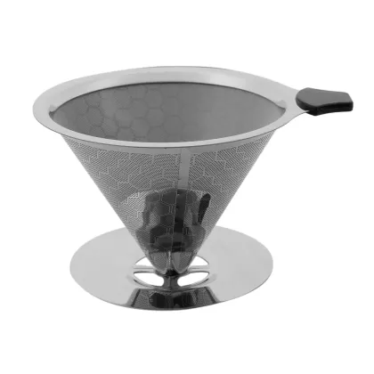 Stainless Steel Cone Shape Reusable 125mm Coffee Filter for Pour Over Dripper