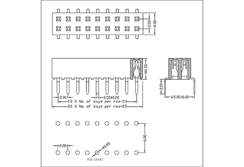 2.0 mm Female Header Dual Row Bottom Entry Type FHDU03-XXDXXXX