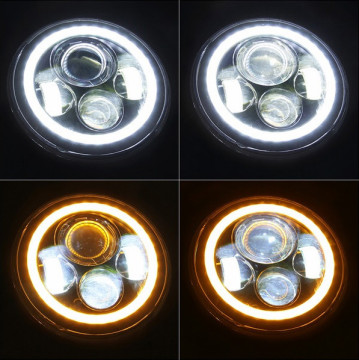 Wholesale price super bright Halo Ring Angel Eyes DRL LED Headlights For Jeep Wrangler JK TJ LJ 7" Inch Round 80W 7200 Lumens