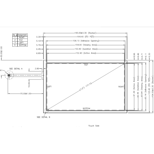 Panel táctil resistivo AMT de 7 pulgadas 9545-000