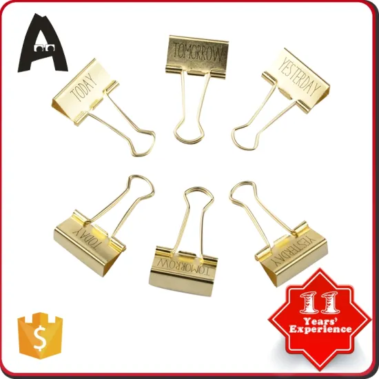 32mm Promotional custom OEM printing metal gold binder clips custom paper clip