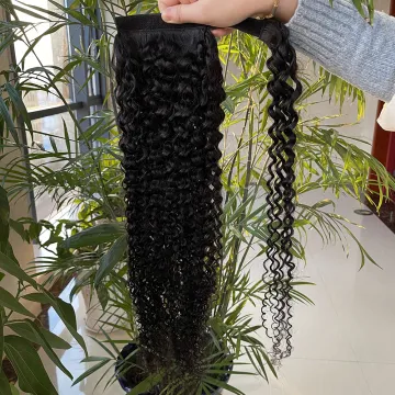 Large stock pure virgin hair wrap around ponytail human hair wholesale kinky human hair ponytail