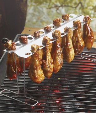 Foldable stainless steel Barbecue Leg and Wings Rack