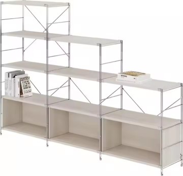 Wooden Bookshelf with Iron Accents and Wheels