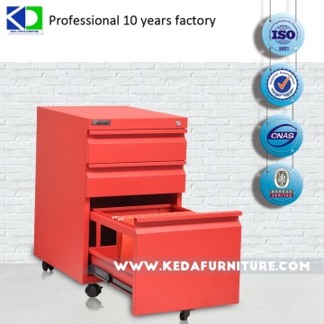 Red metal steel narrow cheap pedestal storage drawers cabinet