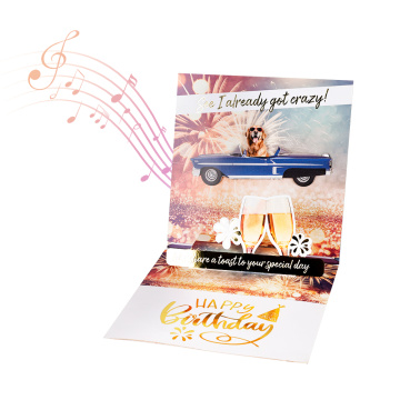 Biglietto pop-up di compleanno 3D con funzione cane traballante