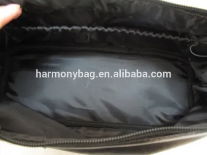 Men small black genuine leather pouch toiletry bag
