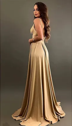 Split V Neck Bridesmaid Dresses