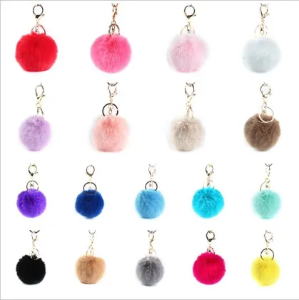 Imitate Rabbit Fur Ball Keychain Handbag Key Ring Car Key