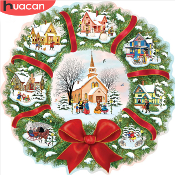 HUACAN 5d Diamond Painting Christmas Wreath Cartoon Full Square Drill Home Decoration Embroidery Rhinestone Picture Handcraft