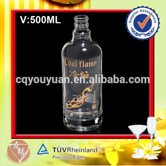 Super Flint Clear Shaped Glass Bottle For Spirits 500ML Liquor Shape Bottle