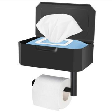Jutye Modern Black Bathroom Phone Shelf and Toilet Paper Holder