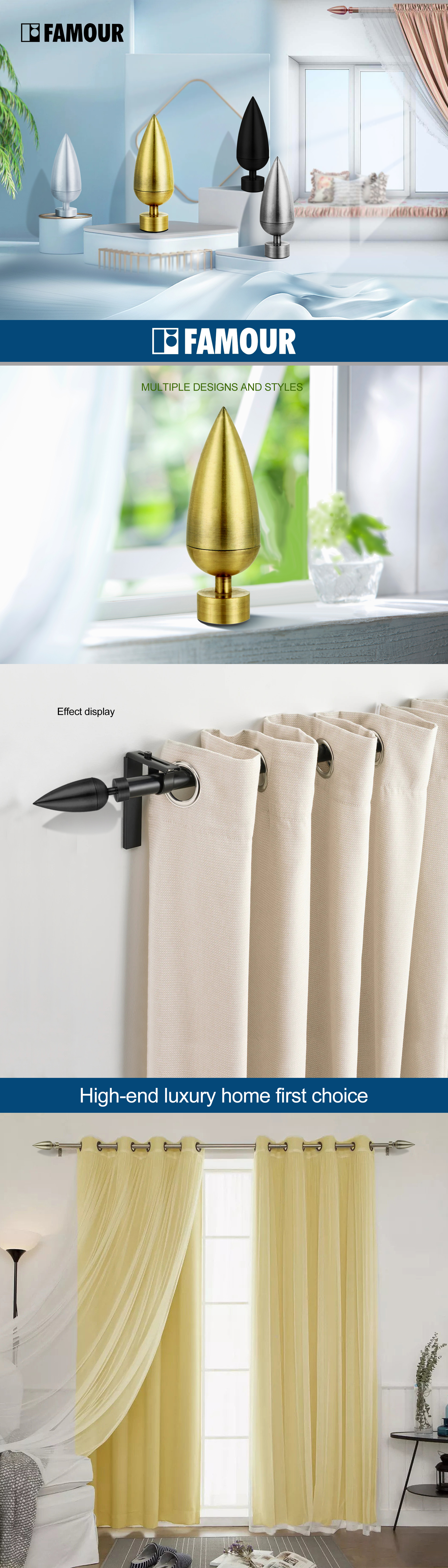 Simple art hardware curtain rod direct sale