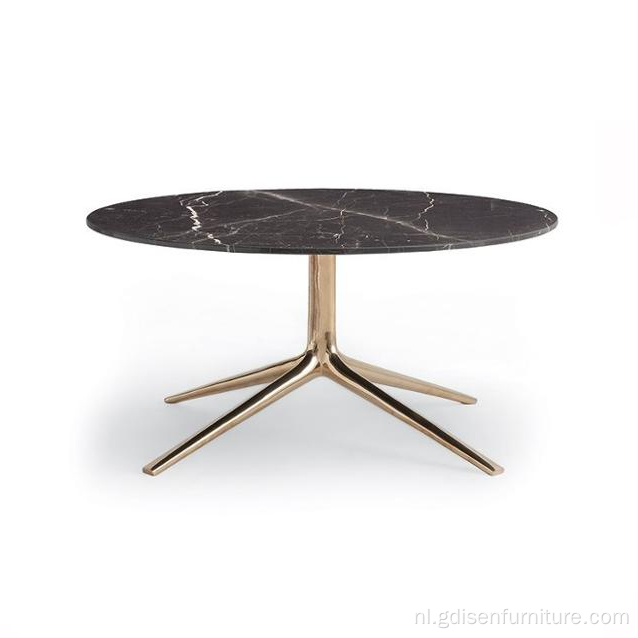 Modern marmeren salontafel met roestvrij staal