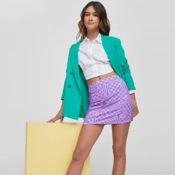 Womens Fashion Plaid Printed Mini Short Skirts