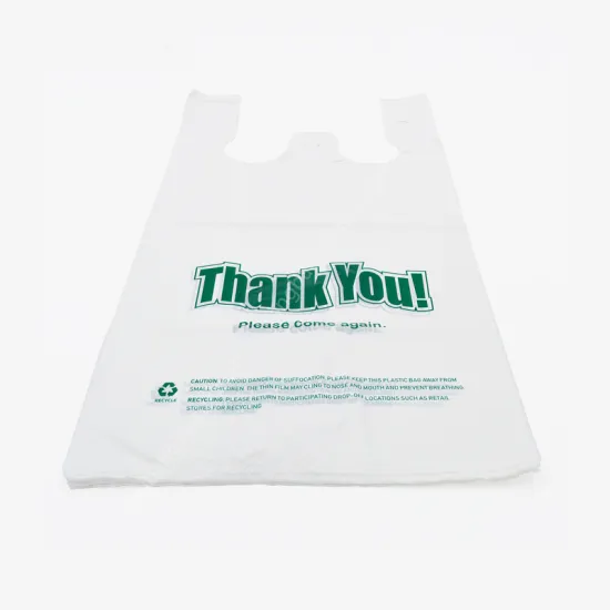 Camiseta de plastico con logotipo y Color personalizados chaleco de embalaje de comida bolsa de plastico roja para comestibles