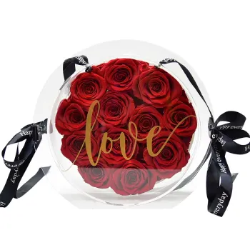 High grade Quality acrylic Box round gift boxes flower for Mother's Day rose flowers packing Preserved flower decorative