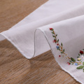 Delicate cotton red rose handkerchief embroidery