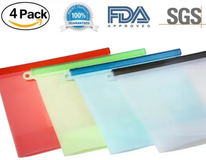 Set oF 4 Reusable Silicone Food Storage Bags