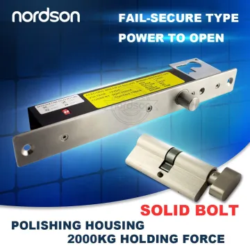 Fail secure sturdiness electric bolt with cylinder DC12V glass door magnetic lock