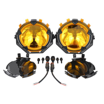 LiuHJG 12-80V White and Yellow Motorcycle Spotlight Auxiliary Lights With Amber Black Cover Led Light
