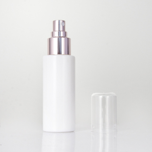 Opal White Flat Shoulder Toner Glass Bottle with Plating Rose-gold Sprayer