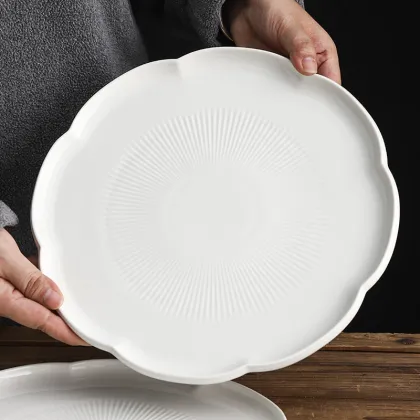 Nordic Eco-Friendly Pottery Dinnerware: Pure White Ceramic Enamel Plates