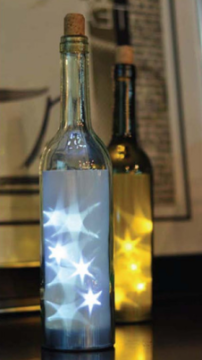 Bouteille en verre avec lumière LED