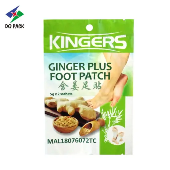 Customized printing three side seal bag for personal product ginger plus foot patch