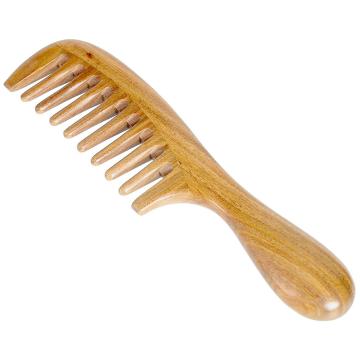 High-Quality, Handmade Wooden Hair Comb: Green Sandalwood Anti-Static Wide Tooth Comb for Women's Hair Beauty Care