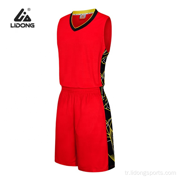 Toptan boş moda düz basketbol üniforması