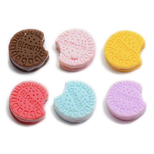 Miniature Cookies Flat Back Resin Cabochon Flatback Biscuit Simulation Food DIY Scrapbooking Phone Case Decoration Craft