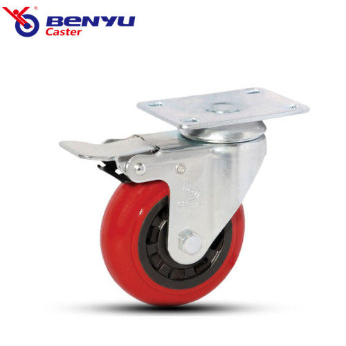 360 Degree 2 Inch PU Brake Casters