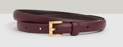 Thin leather belt in oxblood