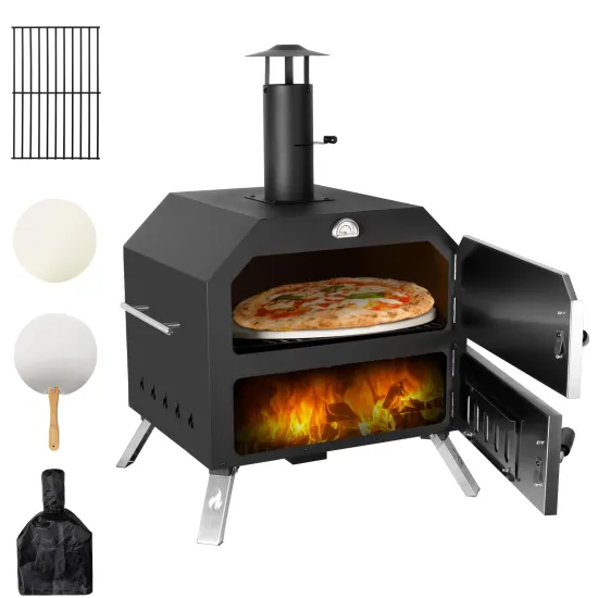 Stainless Steel Freestanding Wood-Fired Pizza Oven Portable Outdoor Pizza Oven