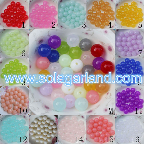 6-8MM Ακρυλικό πλαστικό διαφάνειας στρογγυλές χάντρες Χρώμα καραμέλας στρογγυλό Chunky Ball Beads