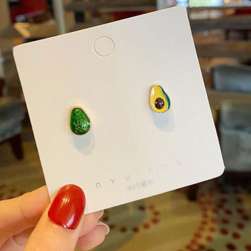 Stud Earrings Women Girls Needle Personality Party Jewelry Cute Personality Jewelry Fresh Avocado Green Fruit Classic Earrings