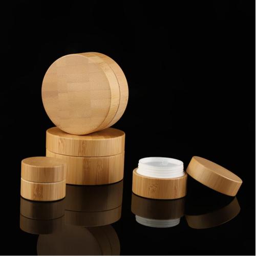 Bocal de crème de bambou en bois de crème de bambou cosmétique