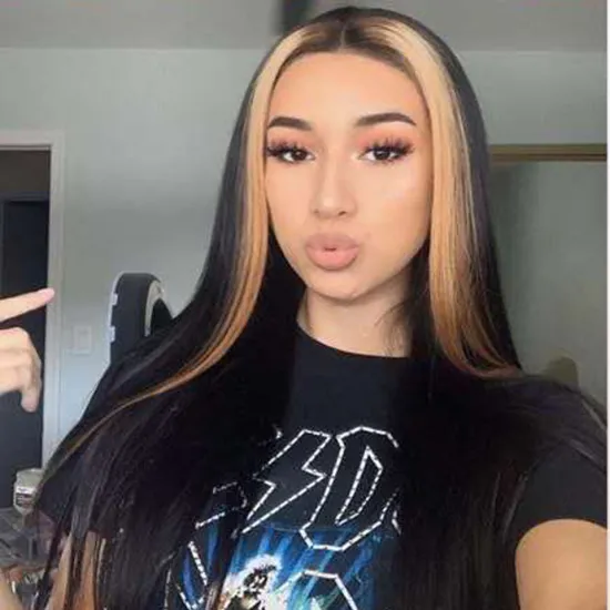 Color Long 18inch Hair Bone Perruque Straight Wig Hair High Quality Synthetic Hair Best Price Best Product Women Long Bob