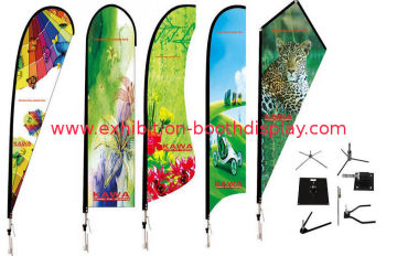 Polyester Fabric X Base Flying Banners , Printed Tear Drop Flags For Sport