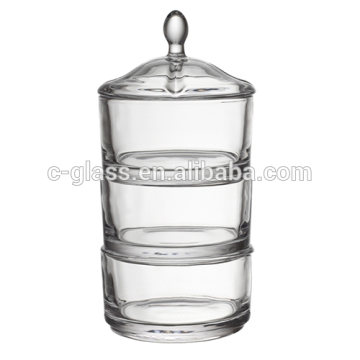 hand pressed clear glass food jar like a glass tower,candy jar