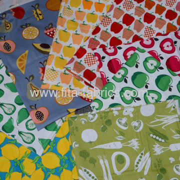Fruits And Vegetables Printed Twill Fabric 