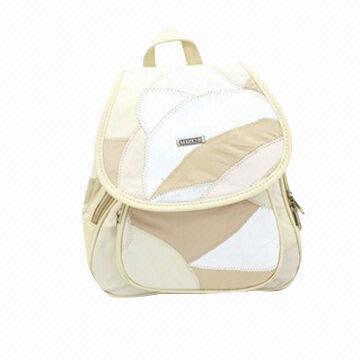 Fashion patch leather rucksack with one main compartment