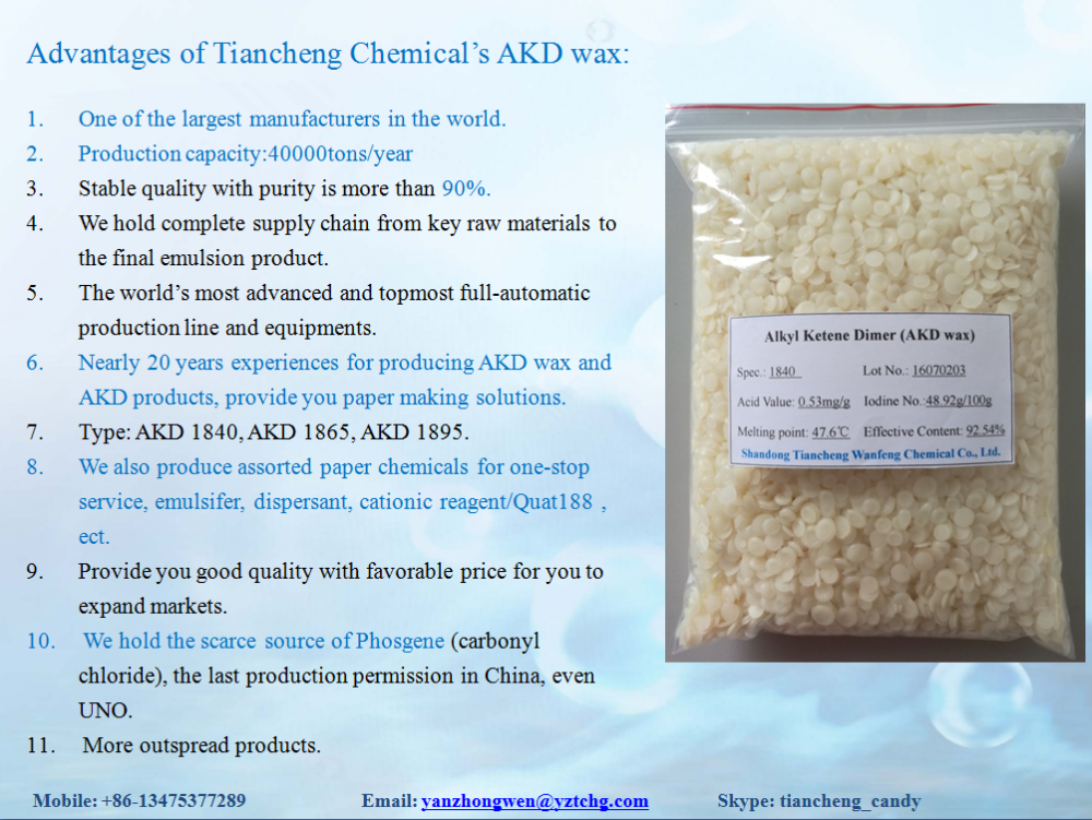 Alkyl Ketene Dimer used for AKD Emulsion in Paper industry with CAS NO.144245-85-2