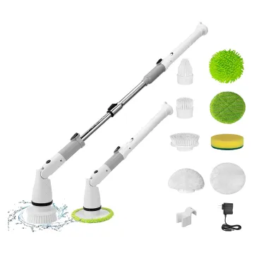 Electric Spin Scrubber: 8 Replacement Brush Heads & Extension Handle - Ultimate Bathroom Cleaning Tool