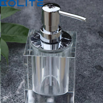 Luxury Gray Glass Crystal Pump Bottle Bathroom Accessories Set - Wholesale Bathroom Glass Soap Dispenser