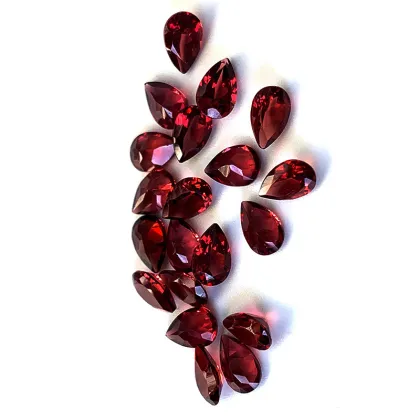 Pear Shaped Faceted Natural Red Garnet Loose Gems
