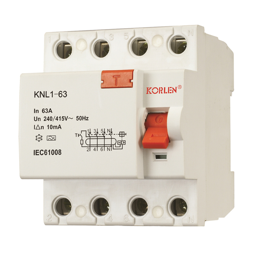 Residual Current Circuit Breaker KNL1-63 3KA CB 4P