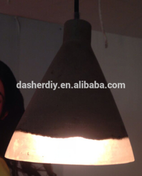 modern concrete chandelier light/lamp with edison bulb +colourful fabric cable 1m