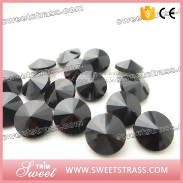 8mm jet black sewing on decorative glass rhinestones for clothing